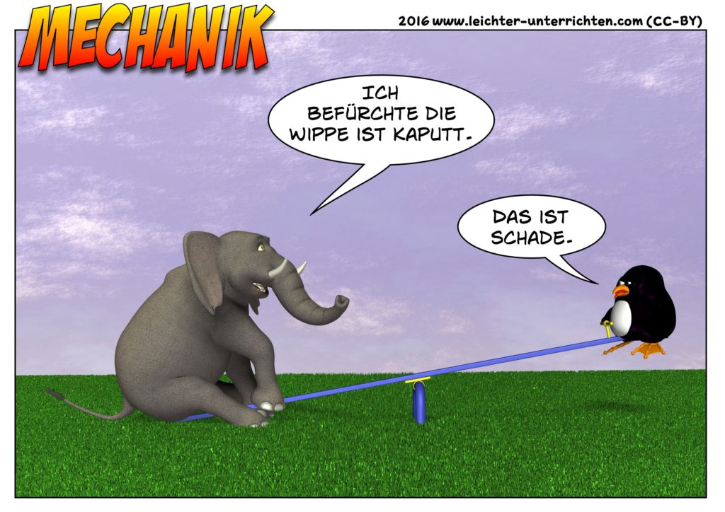 Physik Cartoon Hebelgesetz Wippe defekt