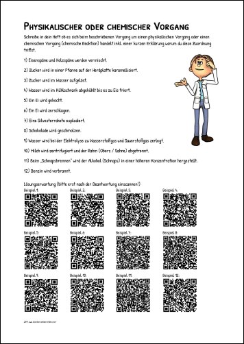 Arbeitsblatt physikalischer oder chemischer Vorgang