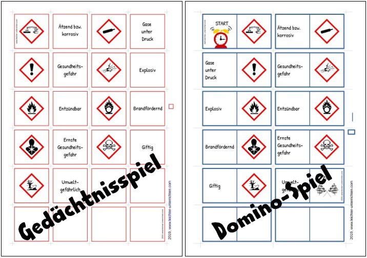 Gefahrensymbole Domino und Gedächtnisspiel