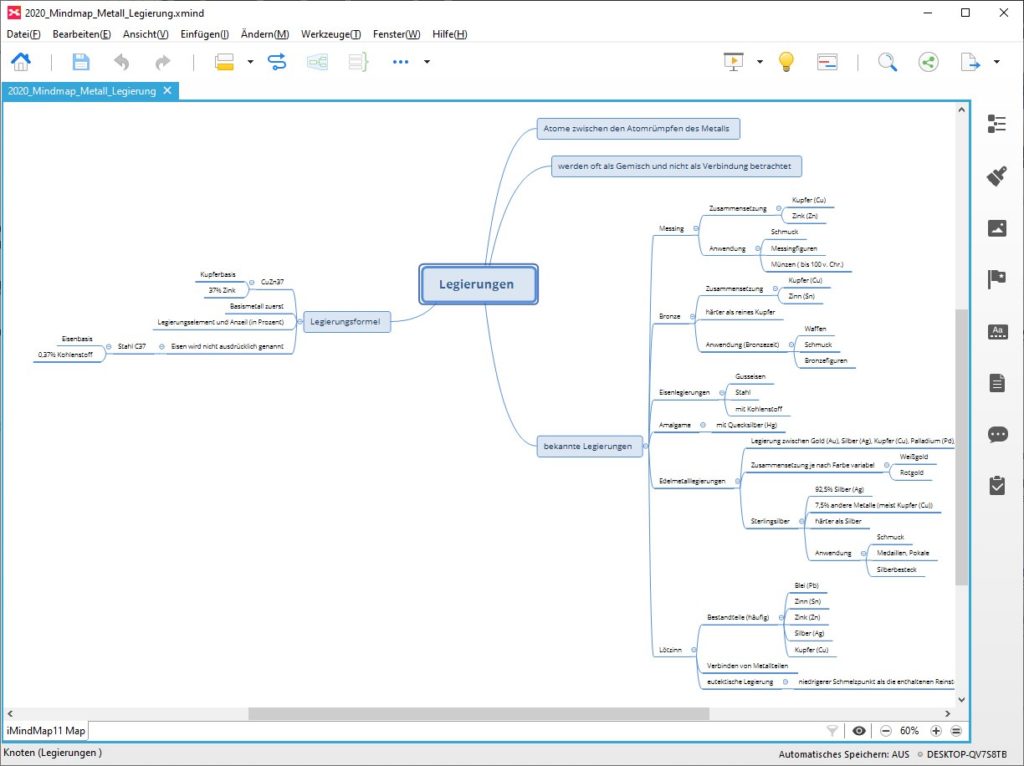 Chemie Mindmap Legierungen (XMind)