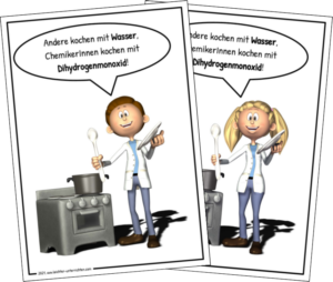 Cartoon Wasser bzw. Dihydrogenmonoxid