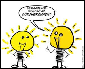 Physikcartoon Glühbirne durchbrennen