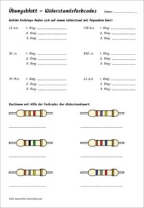 Widerstandsfarbcodes - Übungsblatt