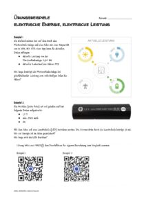 Übungsblatt: elektrische Energie, elektrische Leistung