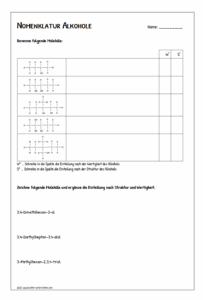 Übungsblatt Nomenklatur Alkohole